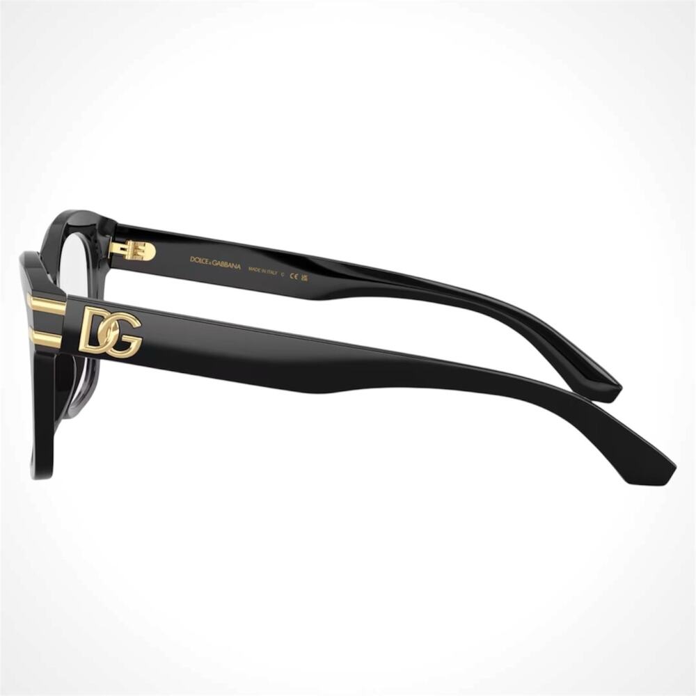 New Dolce&Gabbana Eyeglasses Black Square Gold Metal Logo 54-19 Glasses Frames - Picture 3 of 6